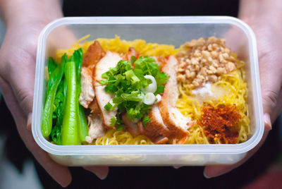 High angle view of food on table