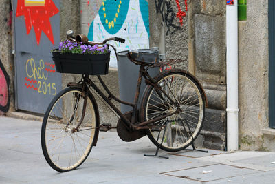 View of a bicycle against the wall