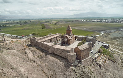 High angle view of townscape against sky