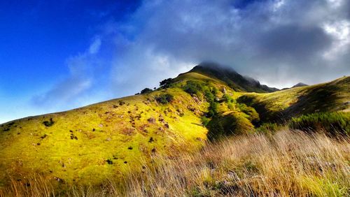 Scenic view of landscape against cloudy sky