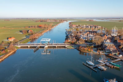 Aerial from a drawbridge in the countryside from the netherlands