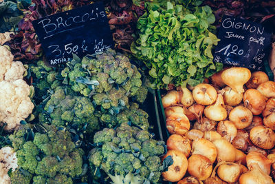 Close-up of vegetables for sale in market