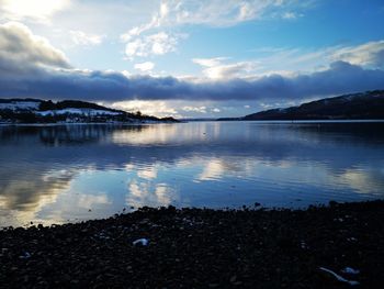 Scenic view of lake against sky