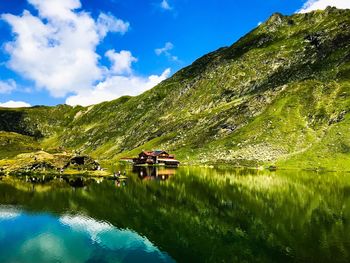 Scenic view of lake against sky