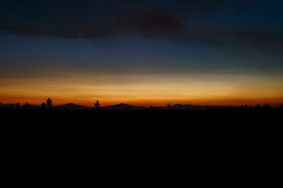 Scenic view of silhouette landscape against sky during sunset