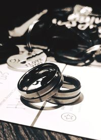 Close-up of eyeglasses on table