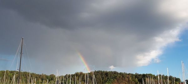 Panoramic view of rainbow against sky