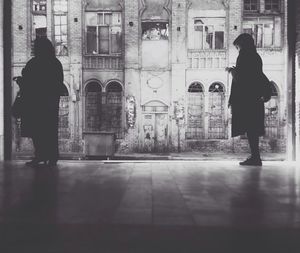 Woman walking on city street