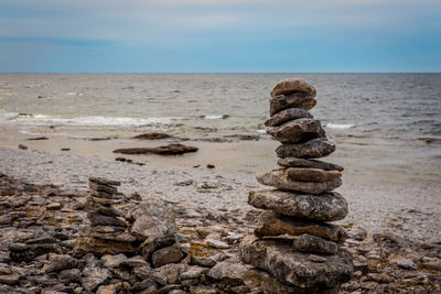 Stack of stones on beach