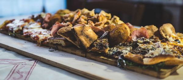 Close-up of meat on cutting board