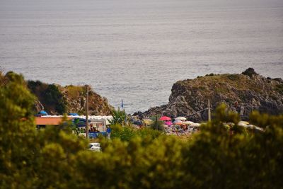 High angle view of beach against sky