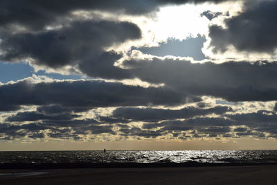 Scenic view of sea against cloudy sky