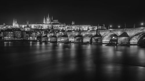 View of illuminated city at night