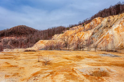 Old abandoned copper and gold surface mine in apuseni mountains, romania