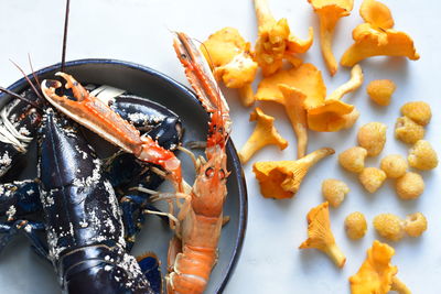 High angle view of fish in plate