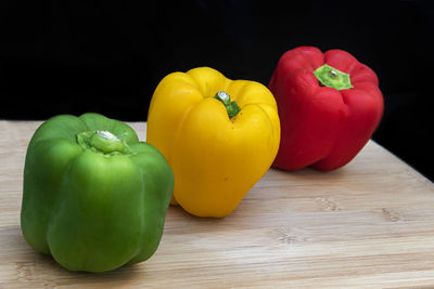 Close-up of bell peppers on table