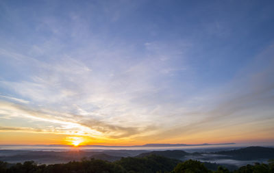 Scenic view of landscape against sky during sunset