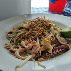 High angle view of meal served in plate