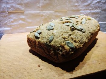 High angle view of bread on table