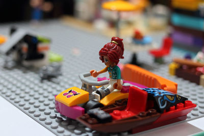 Close-up of toys on table