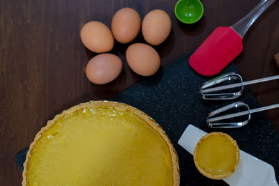 High angle view of fruits on table