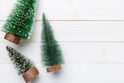 Directly above shot of christmas decorations on table