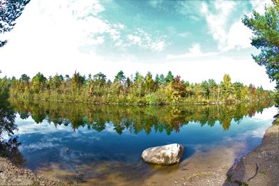 Scenic view of lake against sky