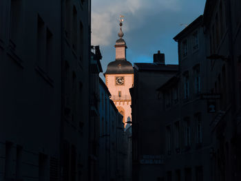 Low angle view of buildings in city against sky