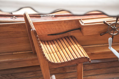 Close-up of wooden chairs