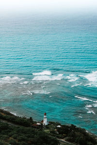 High angle view of rocks on beach