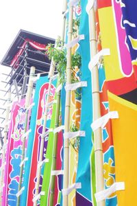 Low angle view of colorful balloons