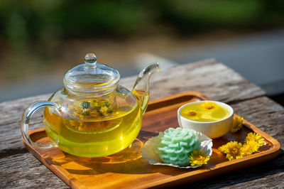 Close-up of tea served on table