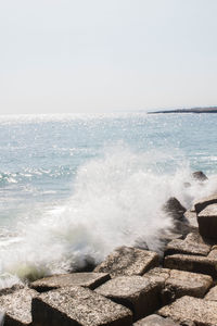 Scenic view of sea against clear sky