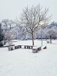 Scenic view of snow covered trees against sky