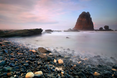 Scenic view of sea against sky during sunset