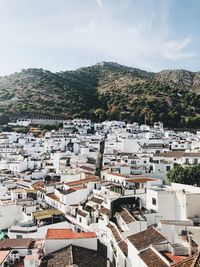 High angle view of townscape against sky