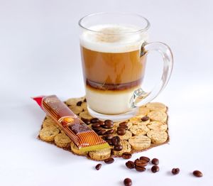 Close-up of food over white background