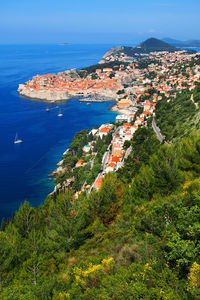 Scenic view of cityscape by adriatic sea