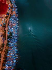 High angle view of boats in sea