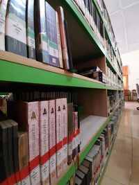 Row of books in shelf