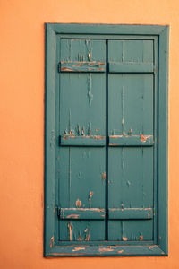 Closed door of building