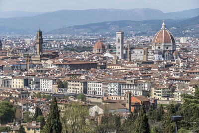 Cityscape of florence from michelangelo square with cathedral of santa maria del fiore in background