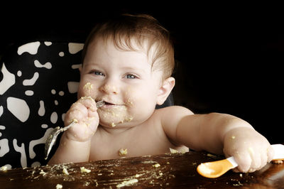 Close-up portrait of cute baby girl