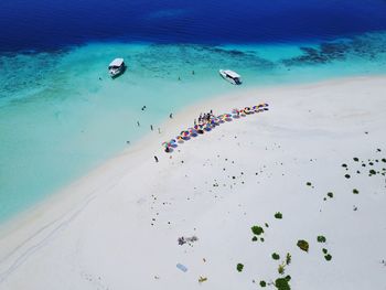 High angle view of people on beach