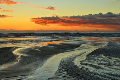 Scenic view of sea at sunset