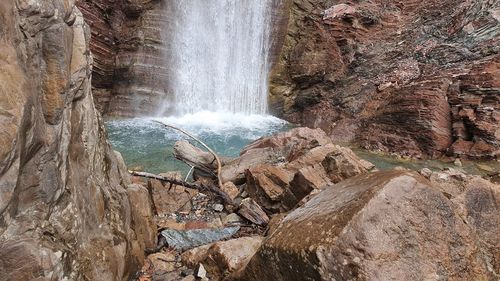 Scenic view of waterfall
