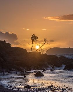 Scenic view of sea against sky during sunset