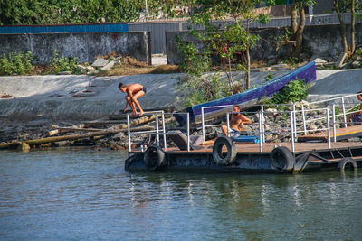 Man in boat on river