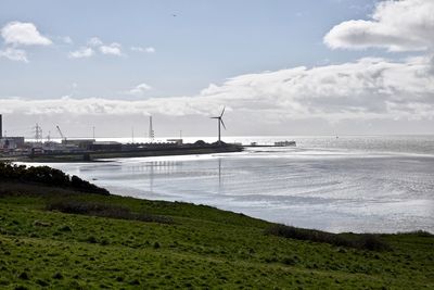 Scenic view of beach against sky