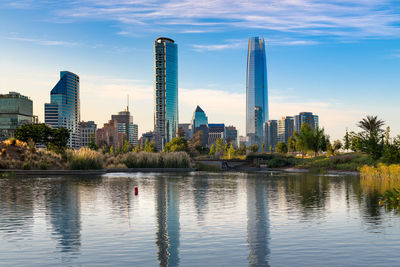 Skyline of buildings at las condes district, santiago de chile